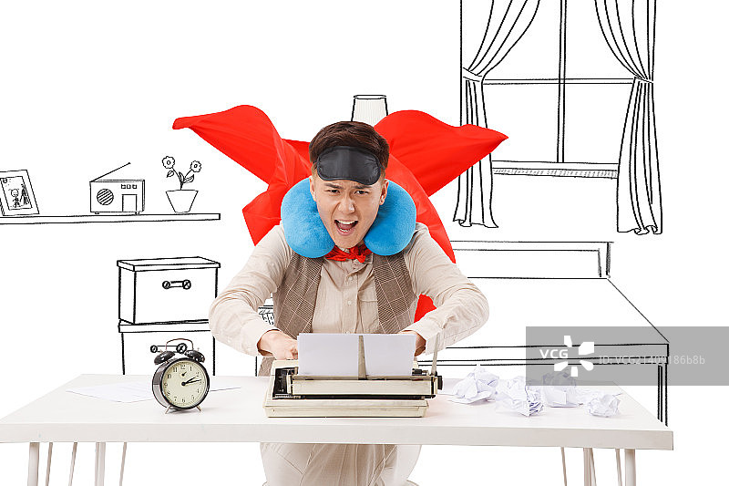 正在上夜班的青年男人图片素材