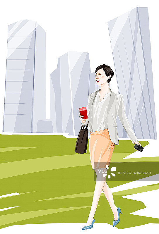 插画——青年白领上班路上图片素材