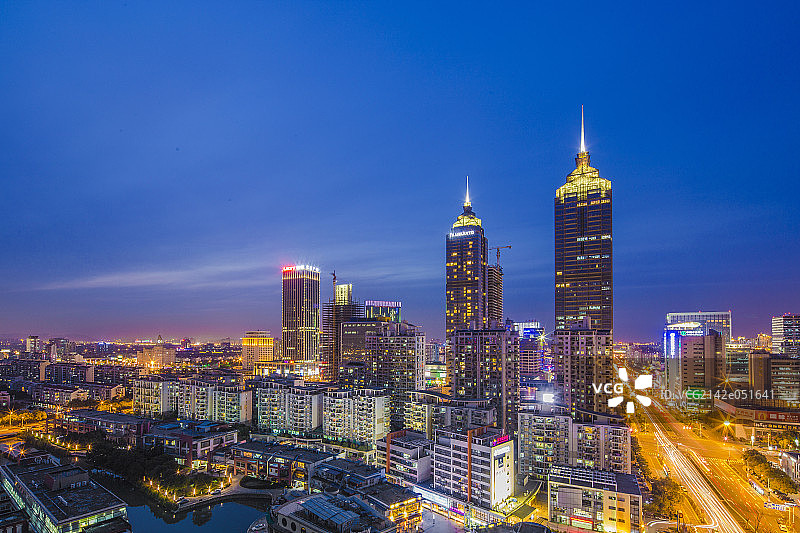 苏州工业园区湖西CBD夜景图片素材