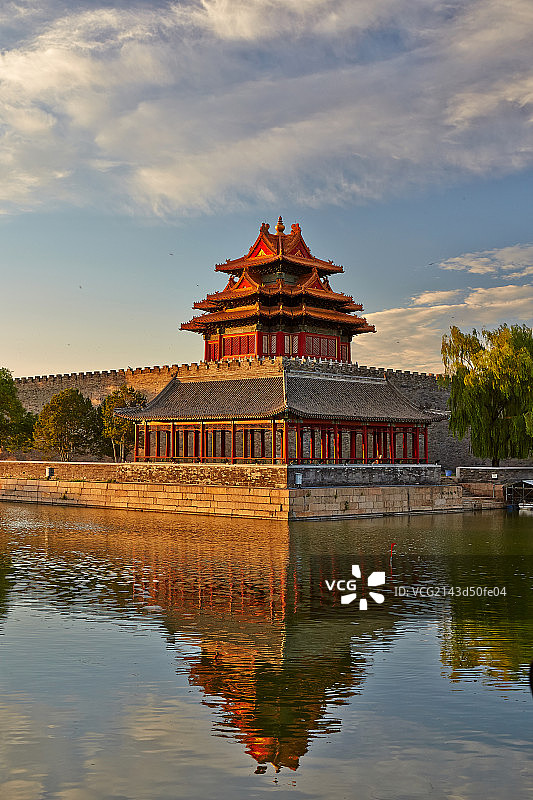 晨曦中的北京故宫角楼图片素材