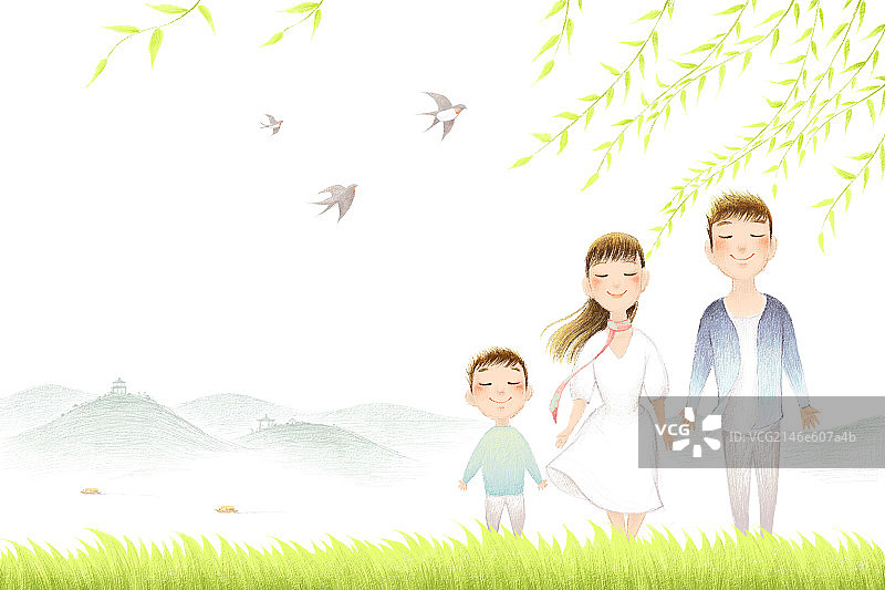 户外的一家人图片素材
