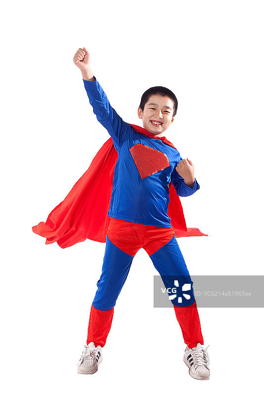 小男孩扮超人图片素材