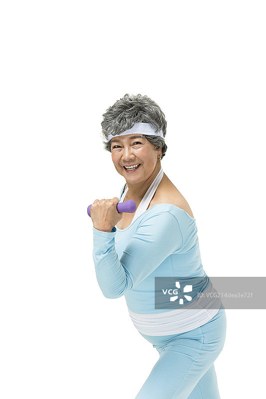 举哑铃的老年人图片素材