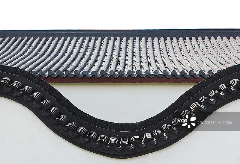 弧形的中国古典建筑的白墙图片素材