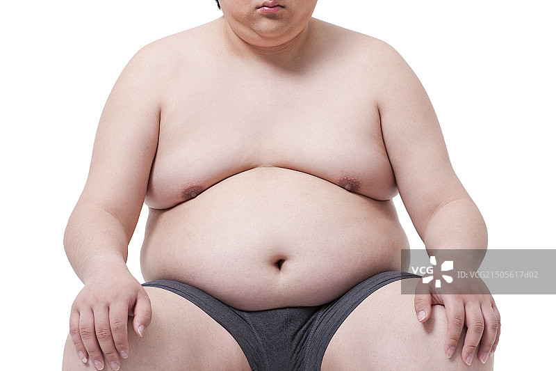 光着上半身的胖子图片素材