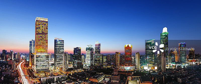 上海城市风光夜景全景图片素材