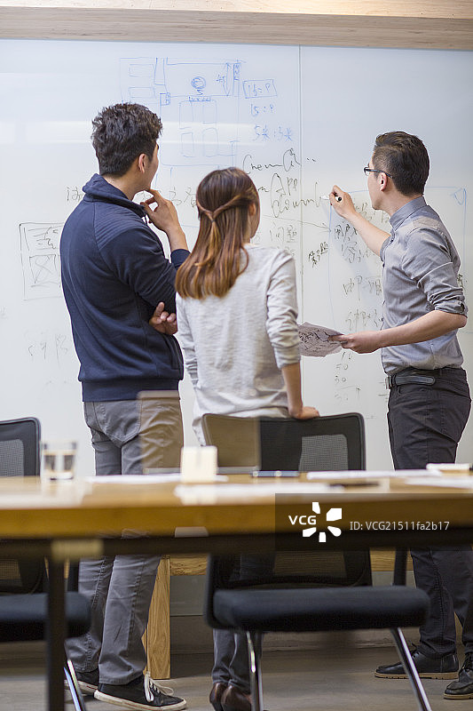 IT工作者在会议室研究讨论图片素材