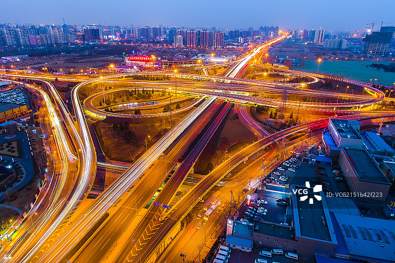 夜晚的北京桥梁城市夜景图片素材