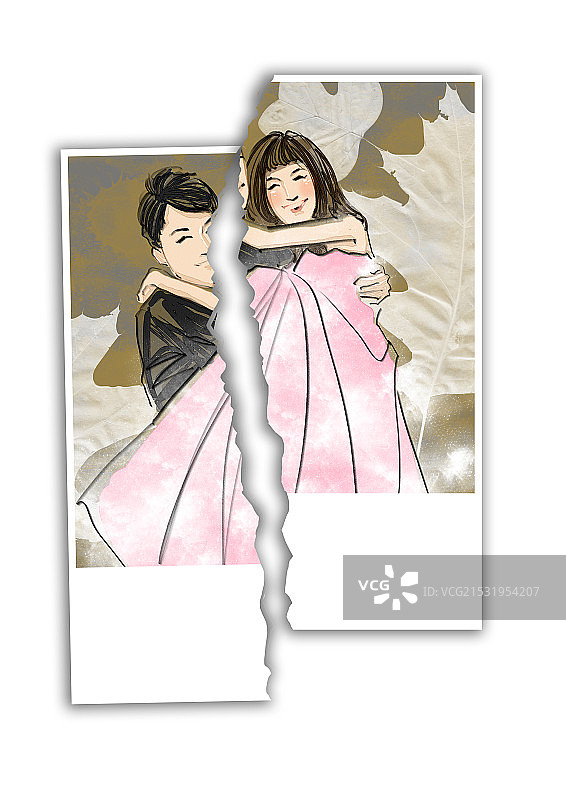 被撕碎的照片插画图片素材