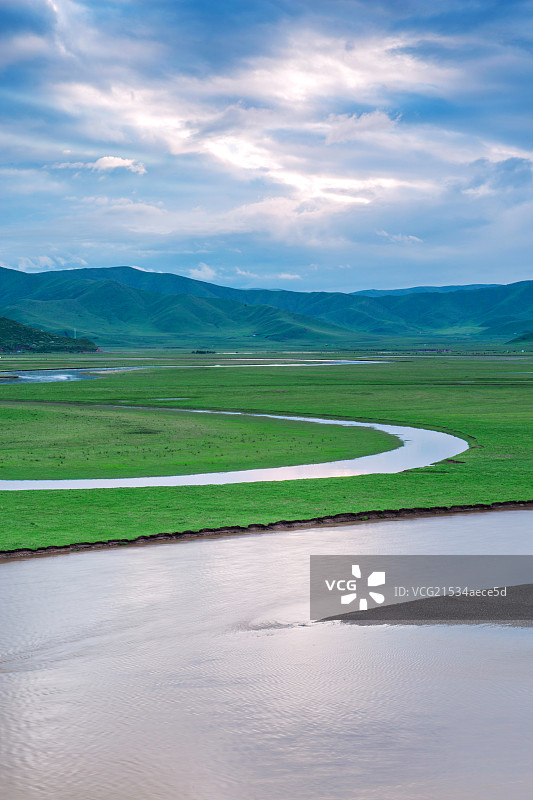红原县月亮湾自然风光图片素材