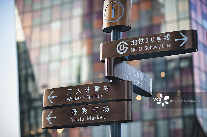 北京CBD三里屯路标方向指示牌图片素材