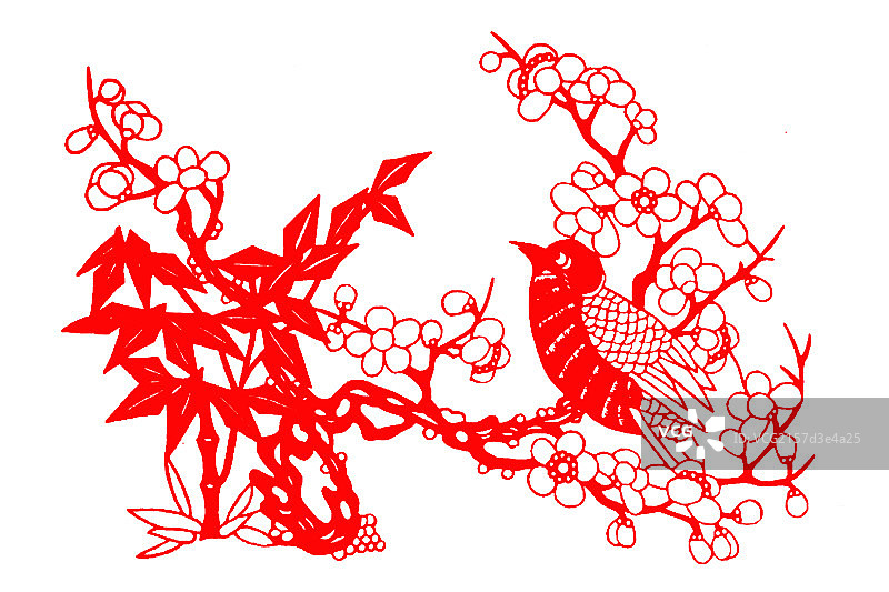 剪纸艺术——喜鹊登梅图片素材