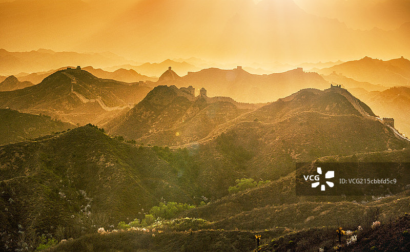 金山岭长城夕照图片素材