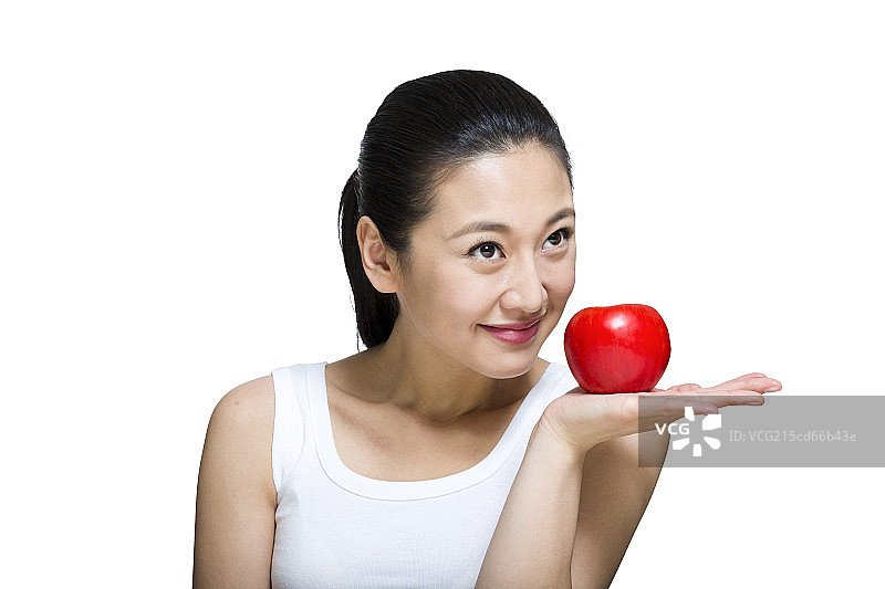 棚拍年轻女人的面部表情图片素材