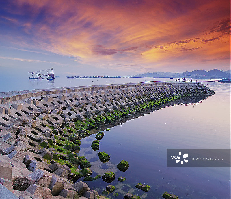 大连星海湾日落图片素材