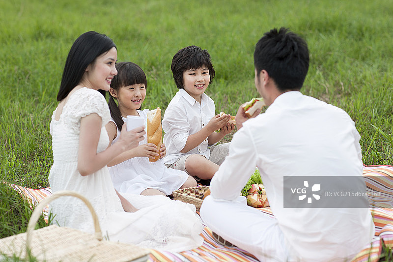 快乐家庭户外野餐图片素材