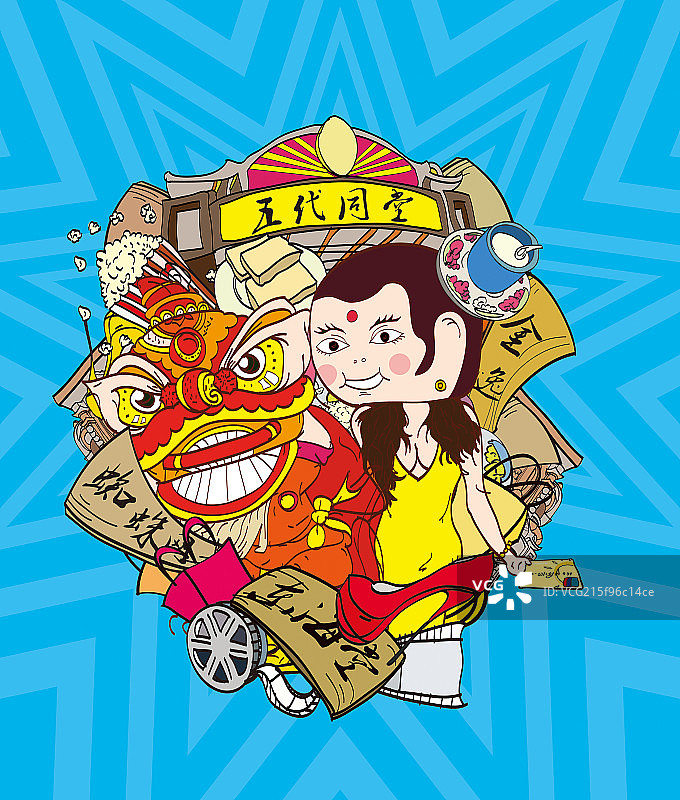 大头佛和舞狮图片素材