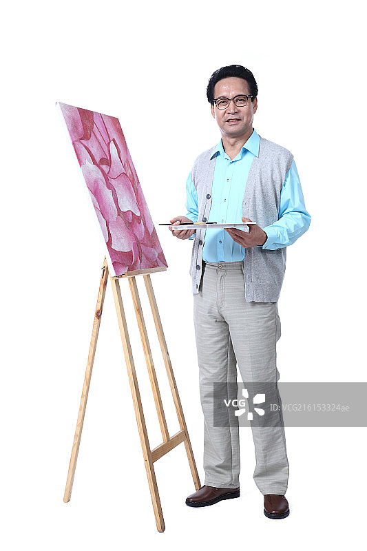 绘画的中年男人图片素材