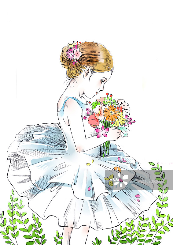 小女孩插画图片素材