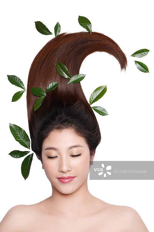 美女亮丽丝缎般的头发图片素材