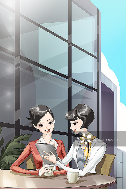 女白领用平板电脑图片素材