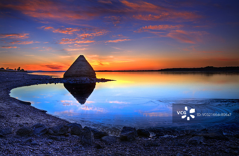 黑龙江畔落日夕阳图片素材