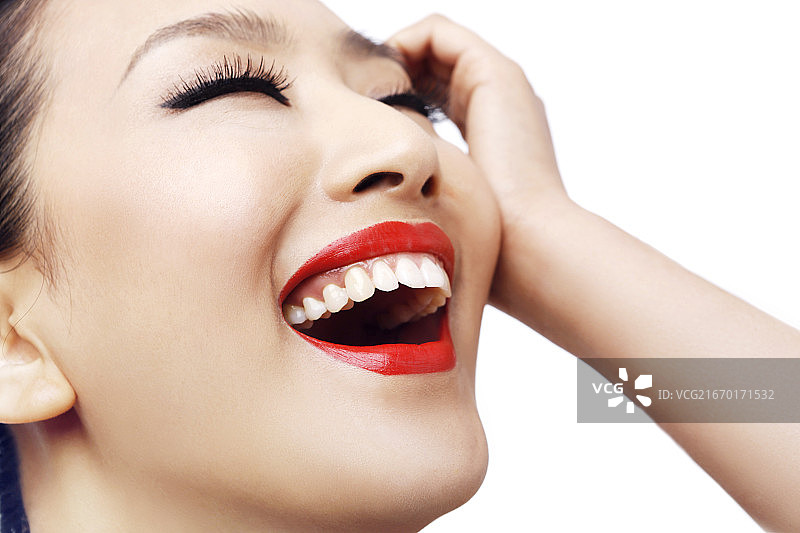 东方美女妆容特写图片素材