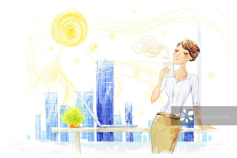 白领喝咖啡图片素材