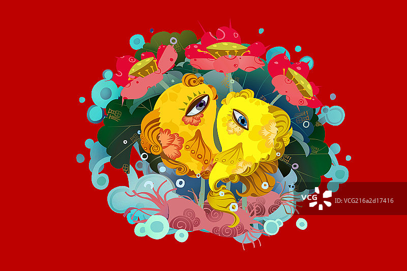 莲花和鲤鱼图片素材