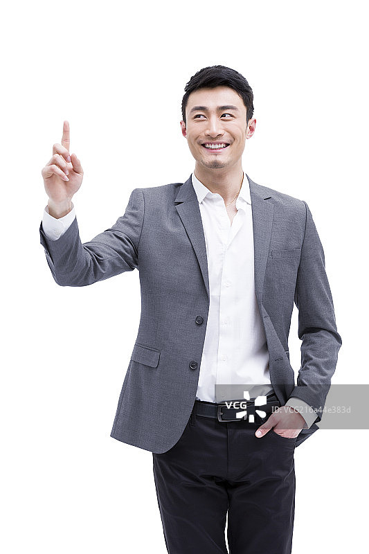 时尚的商务男士竖起食指图片素材