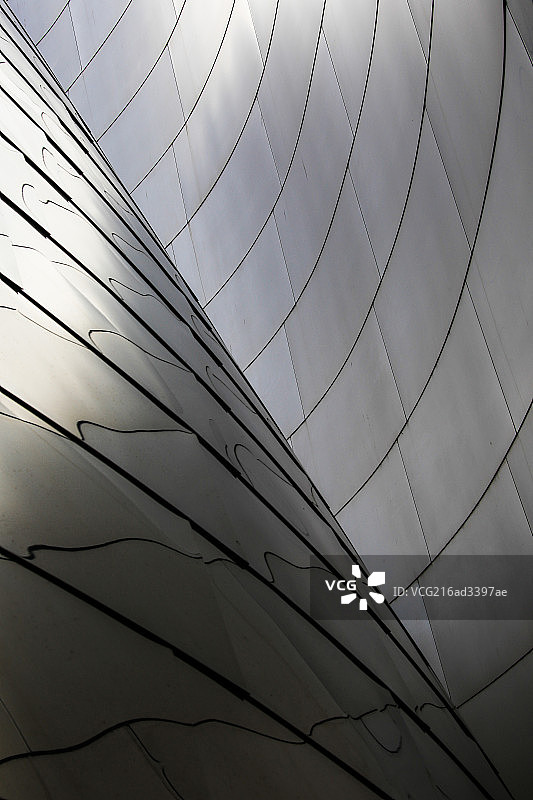 洛杉矶市区迪斯尼音乐厅金属质感对角线图片素材