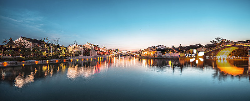 苏州斜塘老街风光夜景图片素材