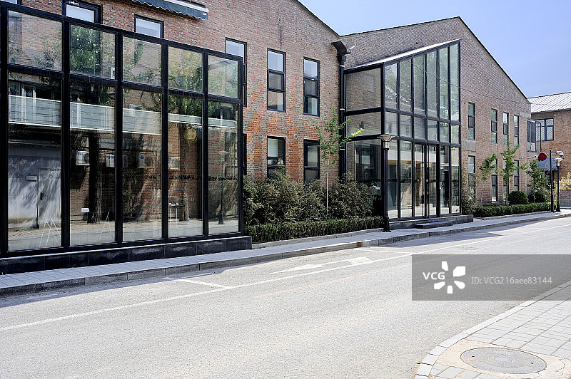 北京CBD艺术区别墅画廊和园区街道图片素材