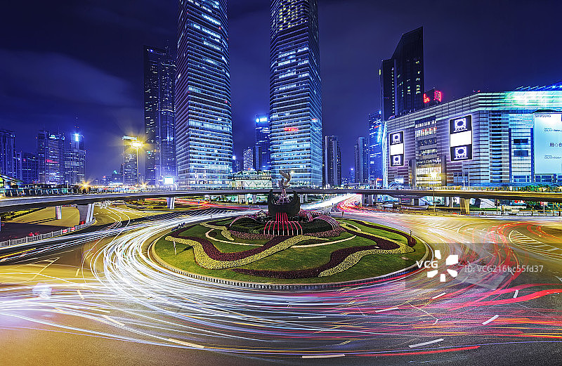 上海城市风光夜景图片素材