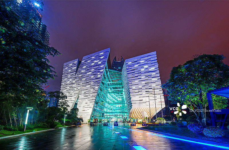 广州新图书馆夜景图片素材