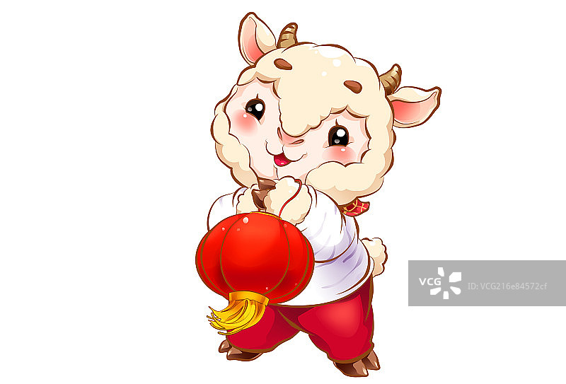 羊宝宝拿大红灯笼拜年图片素材