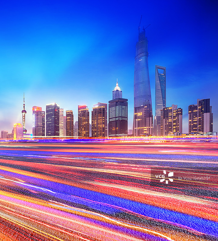 上海陆家嘴摩天大楼繁华夜景图片素材