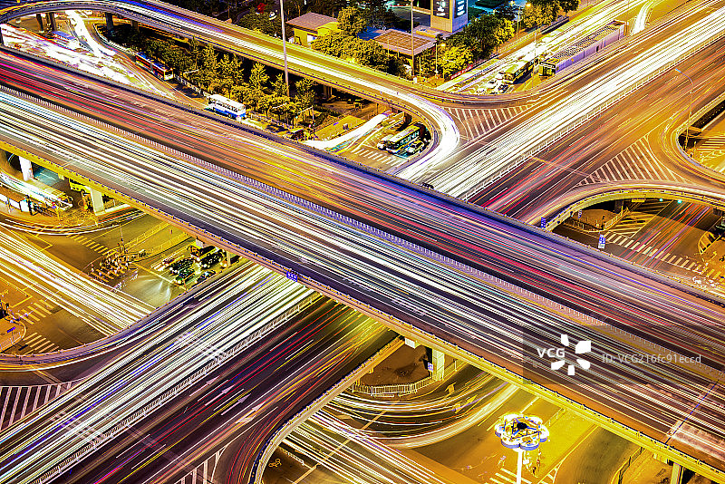 高机位拍摄北京城市主干道建筑群图片素材