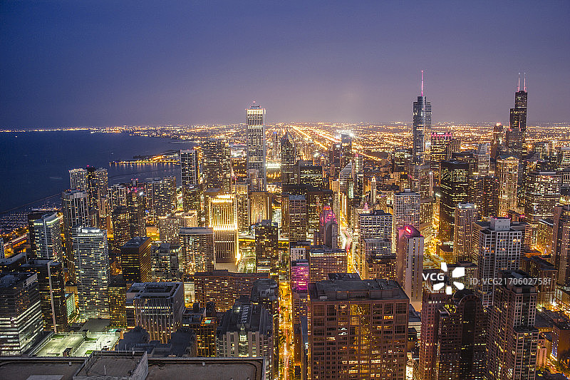 芝加哥城市夜景风光图片素材