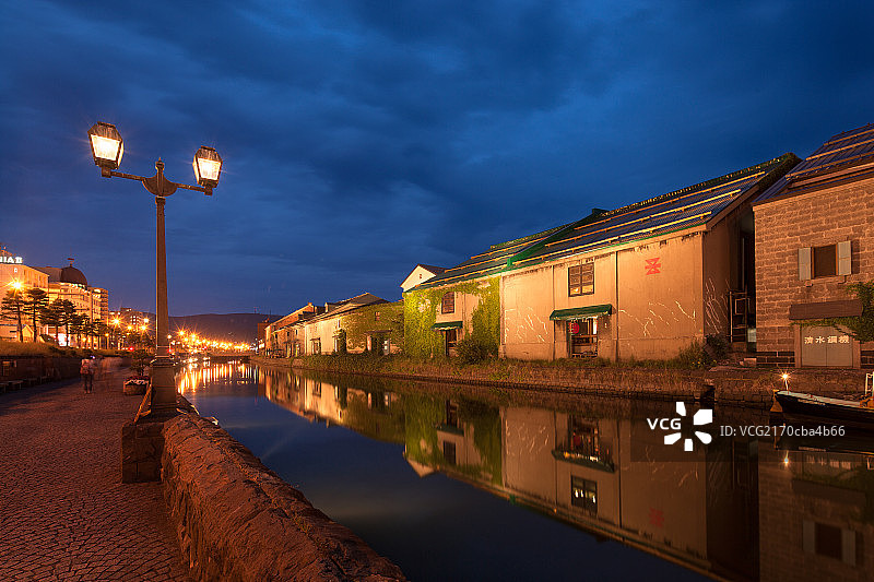 小樽运河夜景图片素材