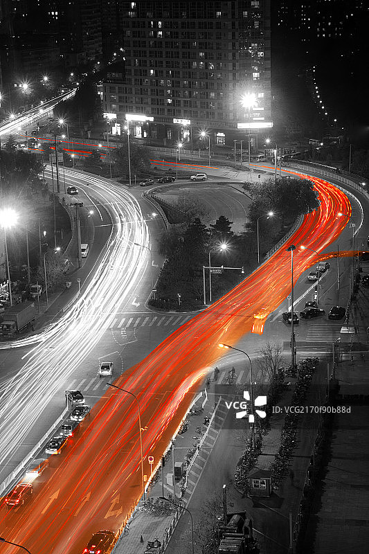 夜晚城市道路车流图片素材