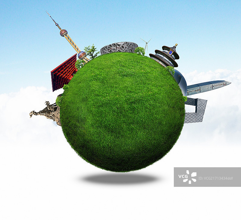 城市地标建筑合成片图片素材