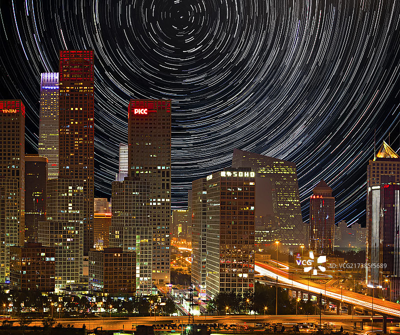 北京CBD星轨全图片素材