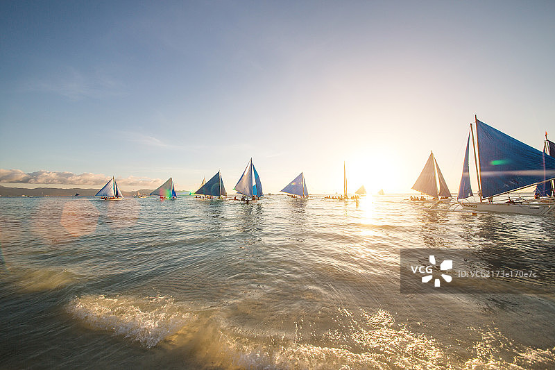 菲律宾长滩岛日落海滩图片素材
