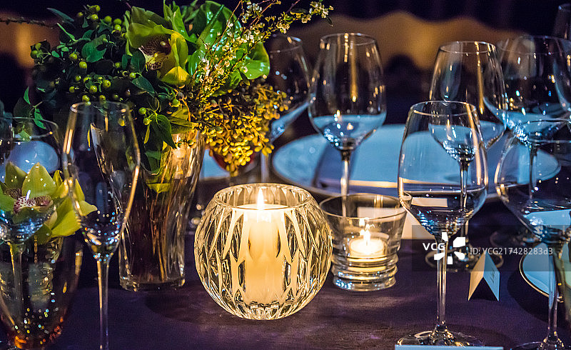 高端 晚宴 餐厅餐具 装饰图片素材