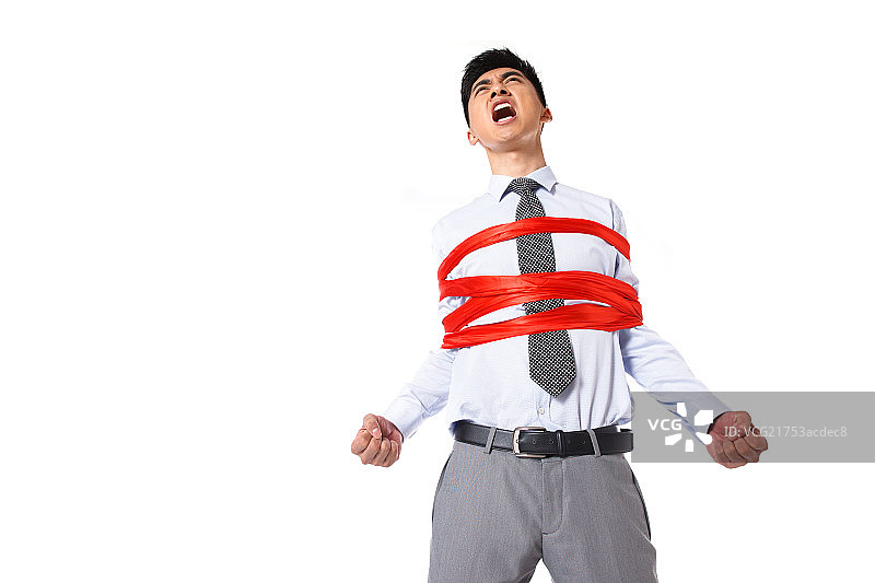 商务男士被绳子捆住图片素材