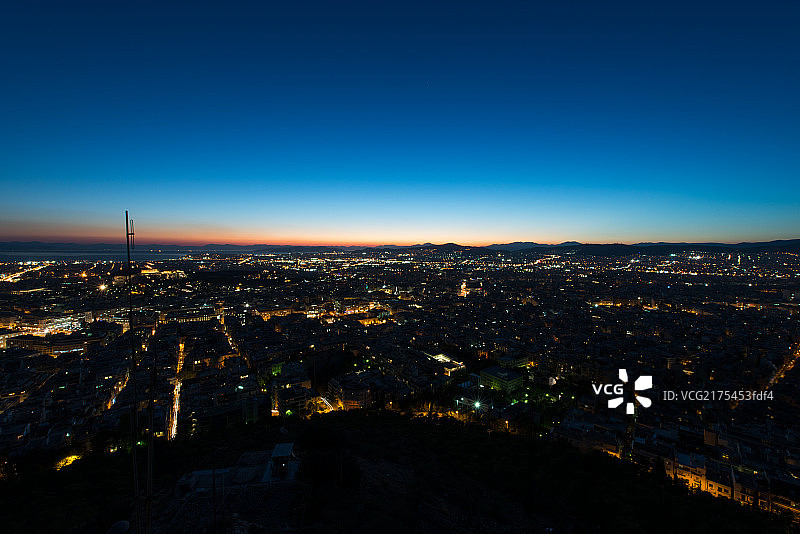 雅典狼山夜景图片素材