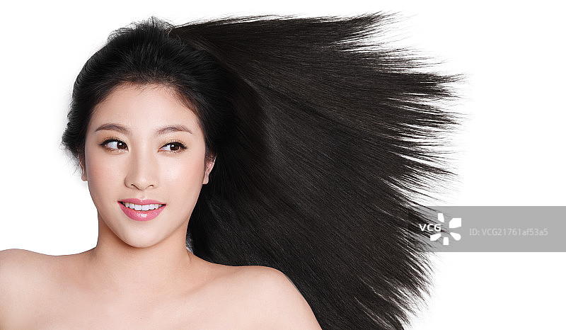 美女亮丽丝缎般的头发图片素材
