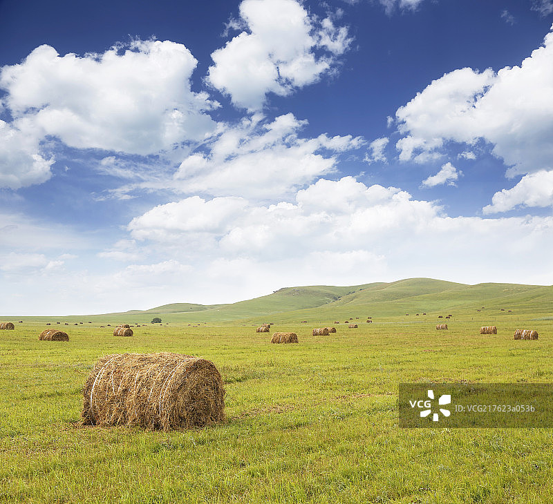 草原丰收草场打草草卷图片素材