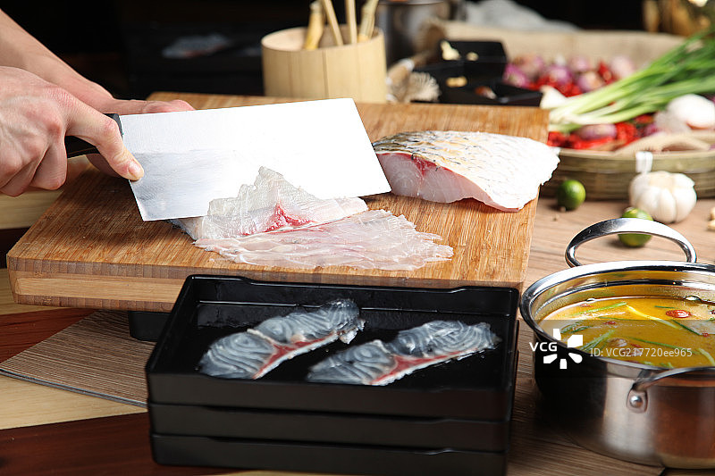 刀切鱼片图片素材